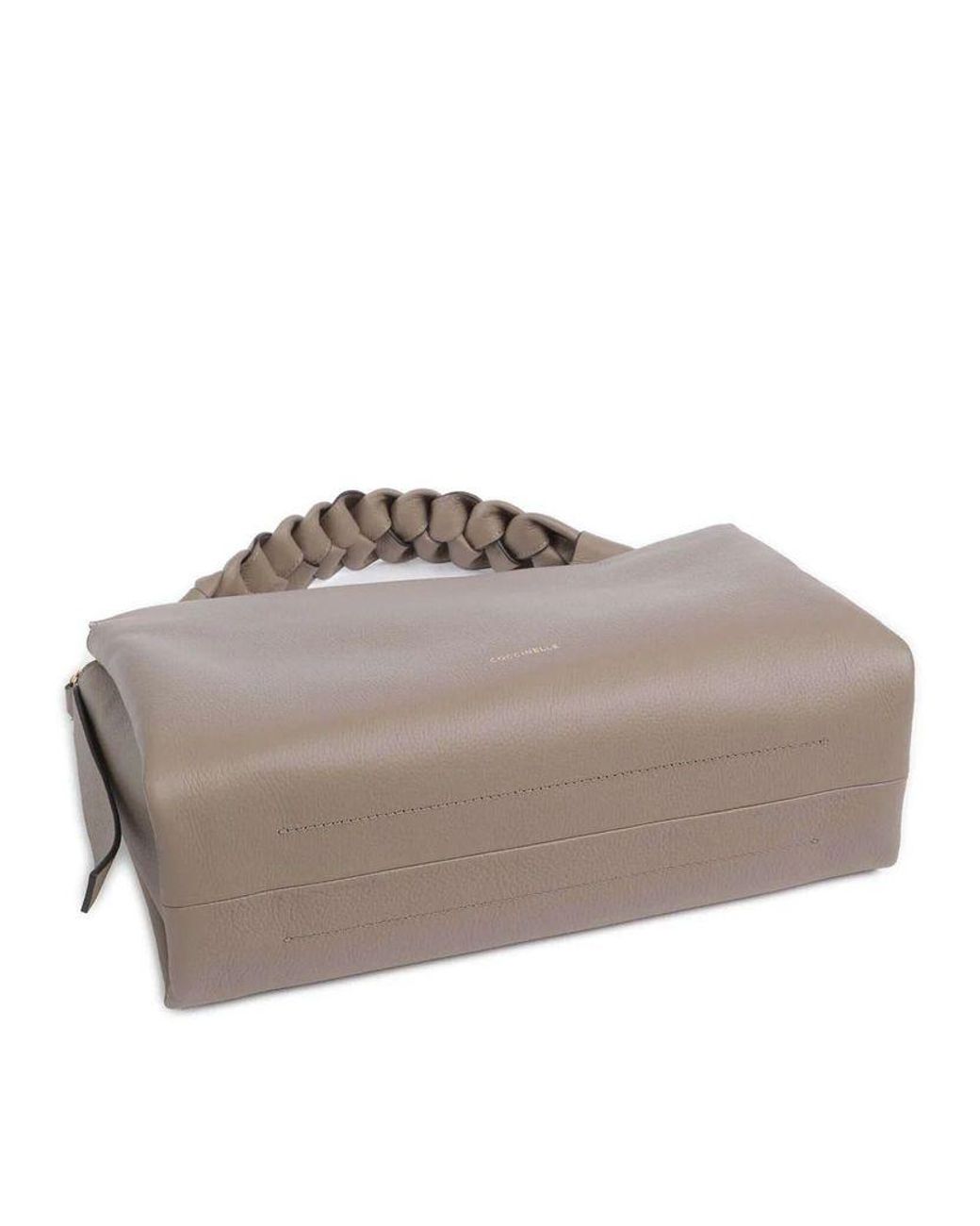 Coccinelle Gray Hobo Bag Warm Taupe-Rosette Taupe/Rosette Double Grainy Leather Handbags