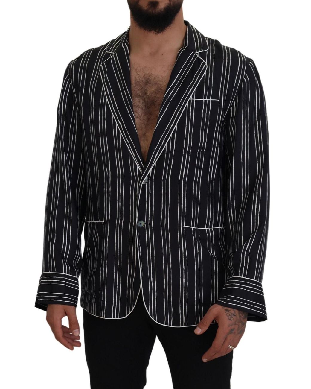Dolce & Gabbana Black Elegant Silk Pajama Top Lounge Jacket for men