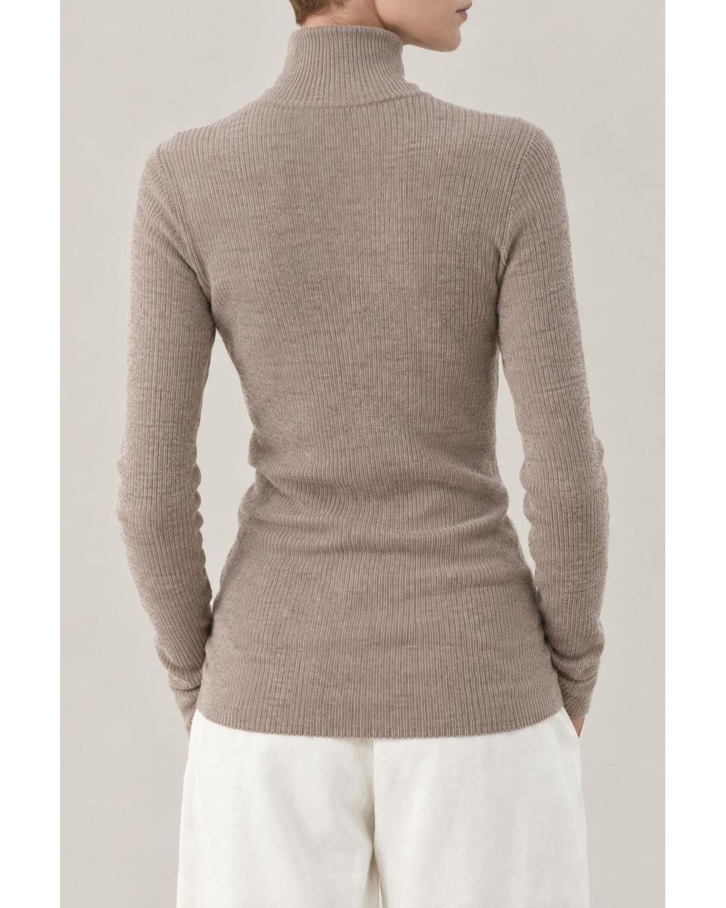 Brunello Cucinelli Natural Wool Blend Zip Mock Neck Sweater Clothing