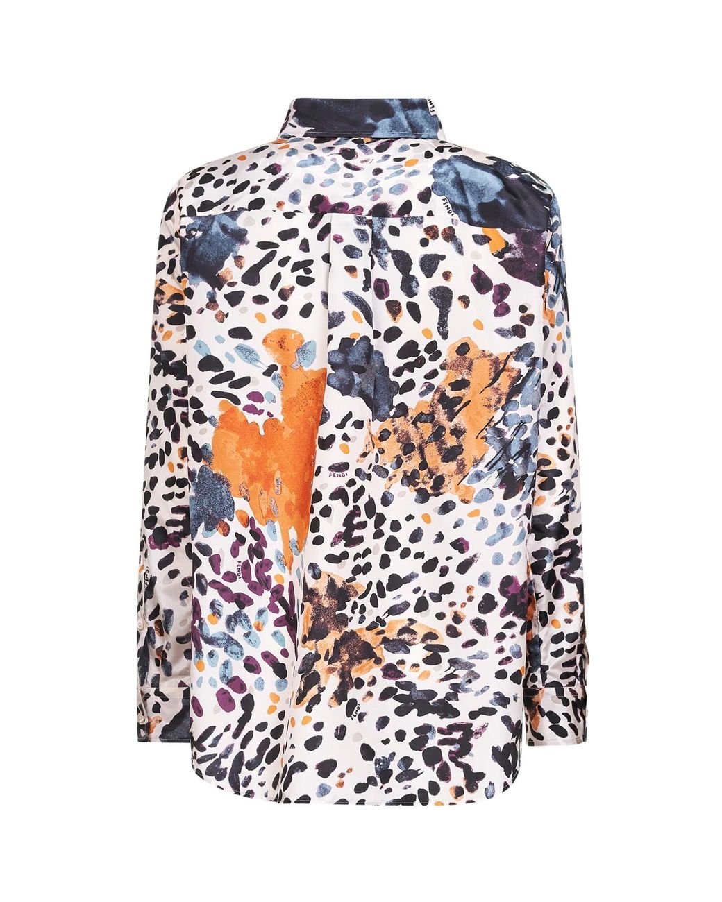 Fendi White Printed Silk Taffeta Shirt