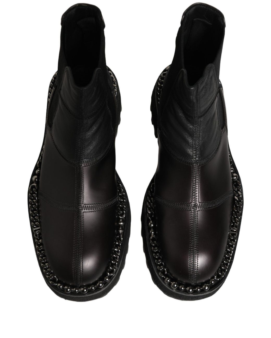 Dolce & Gabbana Black Leather Slip On Chelsea Boots Shoes for men