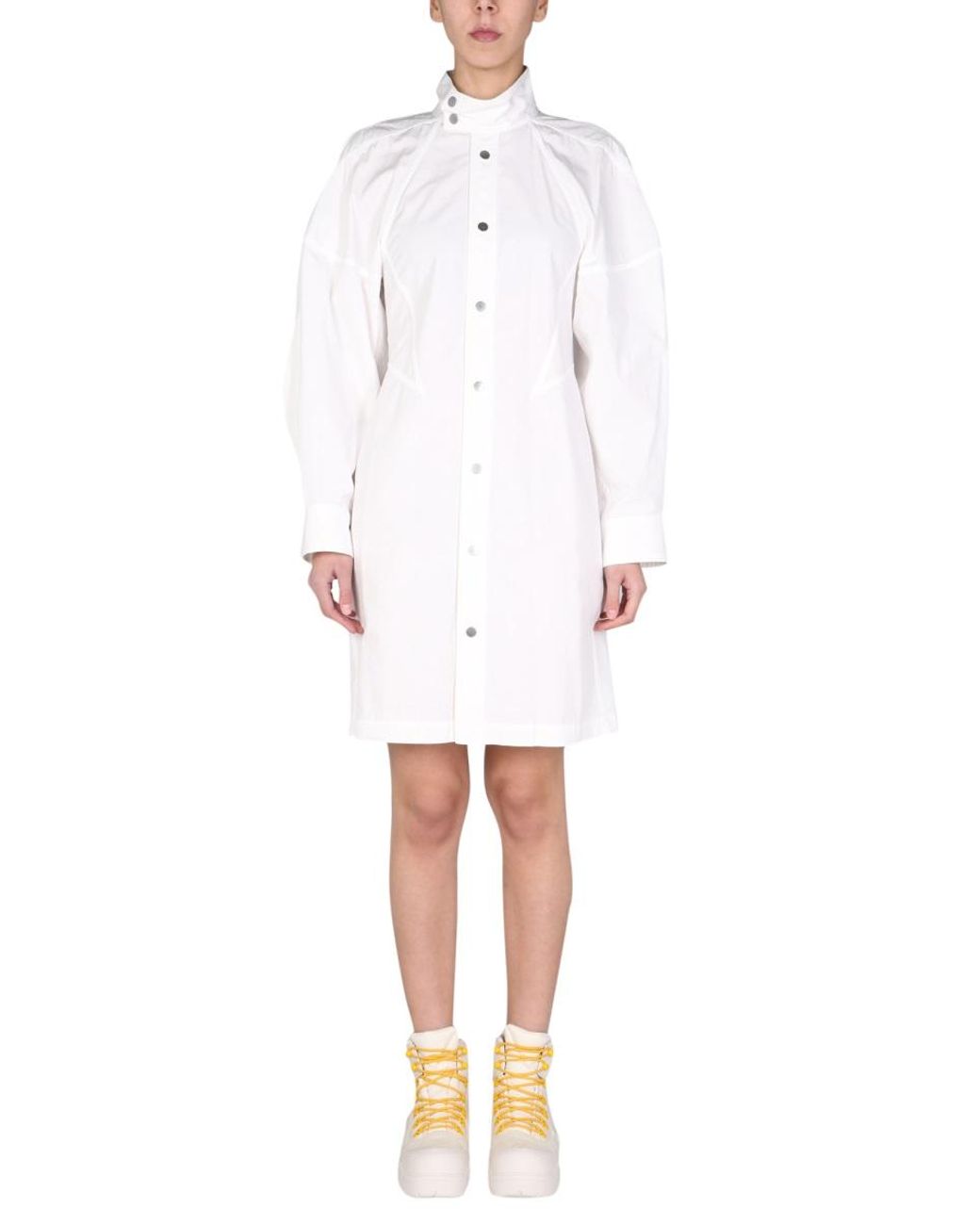 Bottega Veneta White High-Neck Dress Cotton