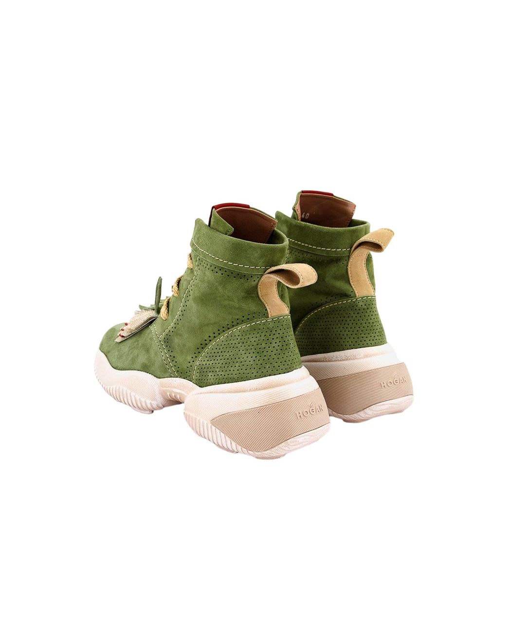 Hogan Green Fringe-Trimmed Lace-Up Boots