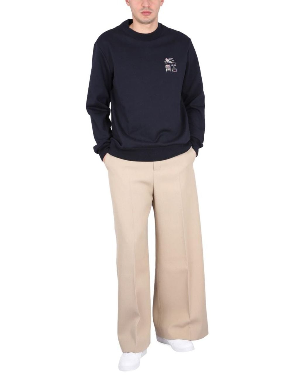 Etro Blue Crewneck Sweatshirt Cotton Polyester Sweatshirts for men