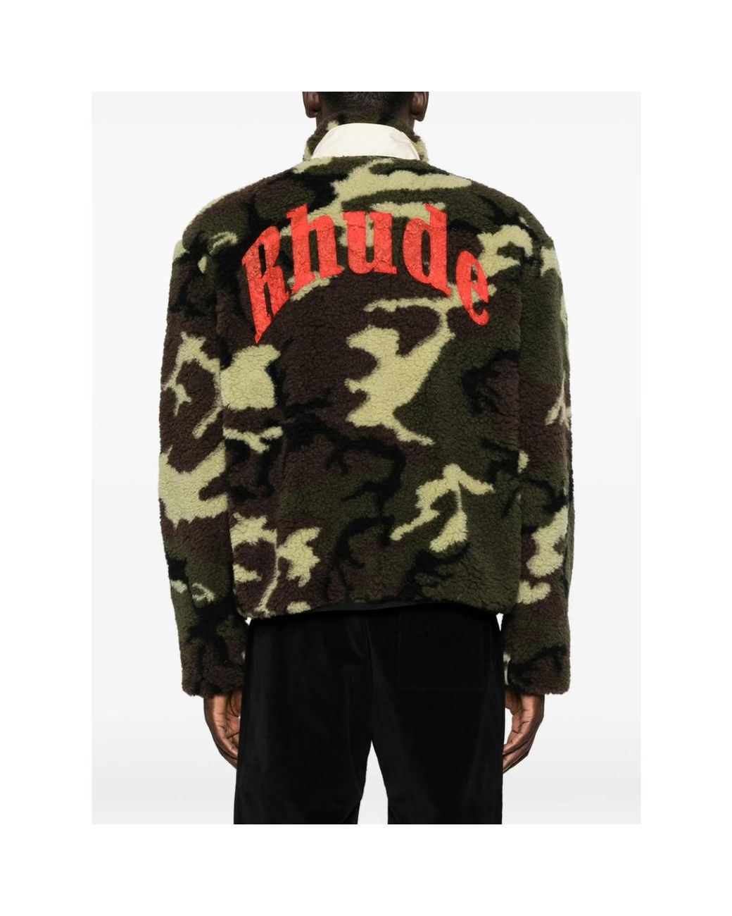 Rhude Black Camouflage-Print Logo-Embroidered Jacket for men