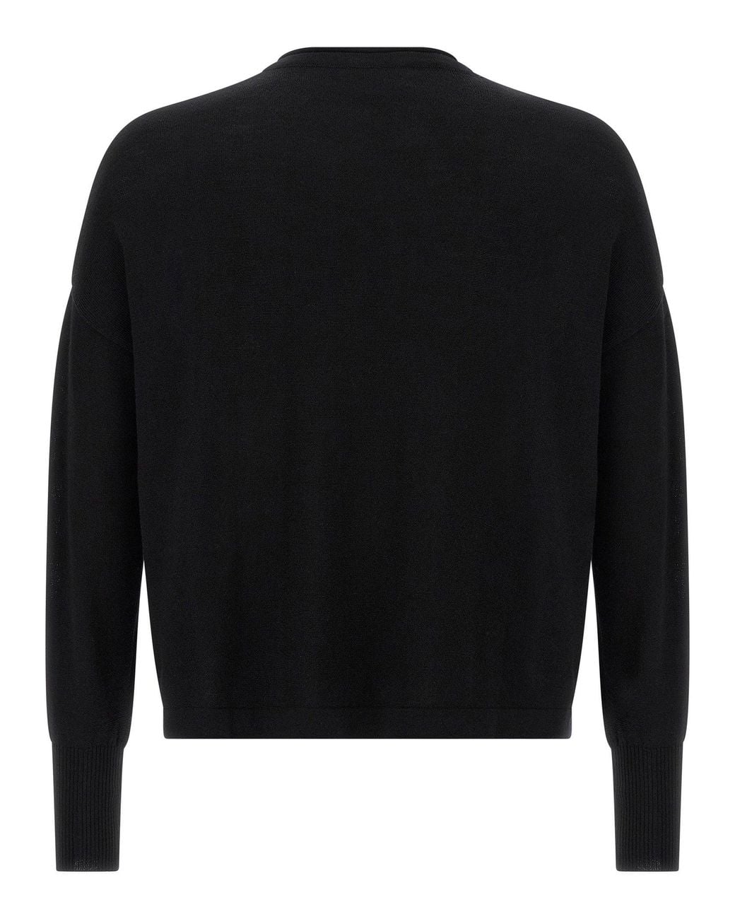 Ma'ry'ya Black Fine Wool Crew Neck Sweater