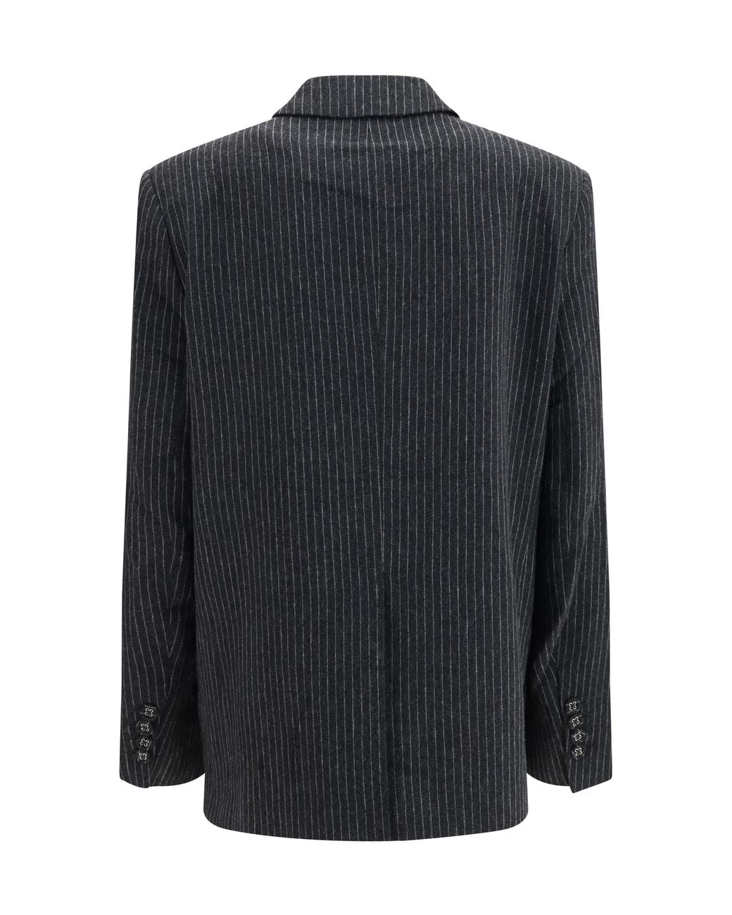 Ganni Black Pinstripe Wool Blazer Ovis Aries Blazers & Vests
