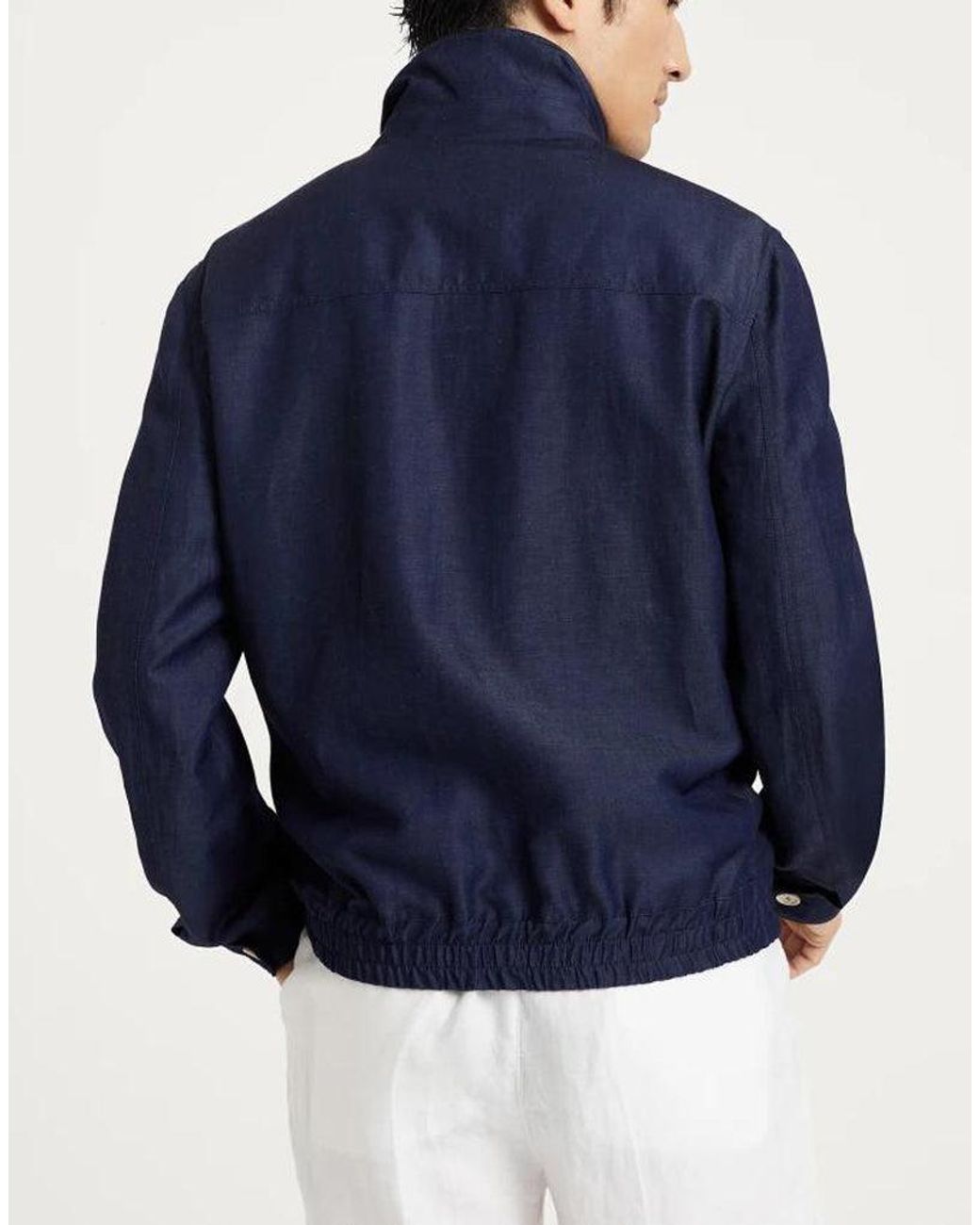 Brunello Cucinelli Blue Wool Linen Jacket for men
