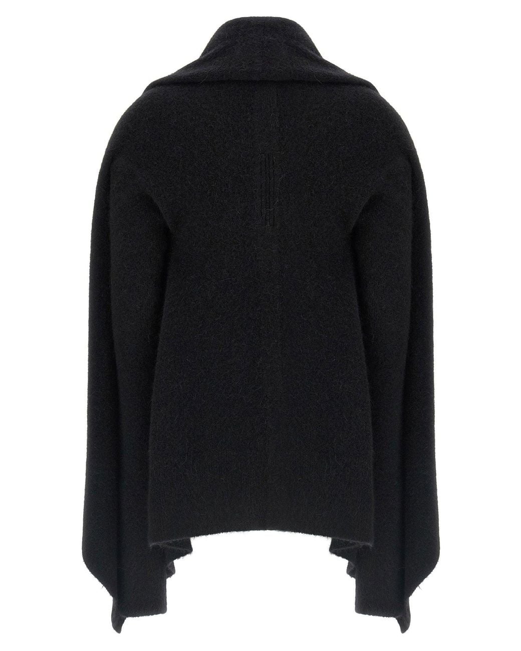 Rick Owens Black Hooded Medium Wrap Cardigan