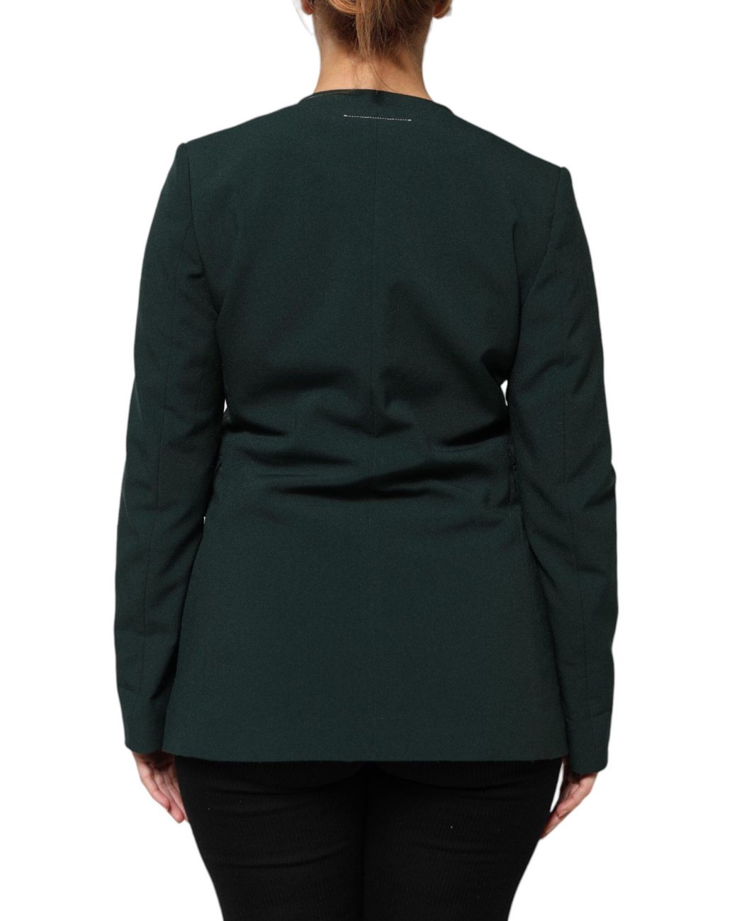 Maison Margiela Black Single Breasted One Button Coat Jacket Polyester Clothing
