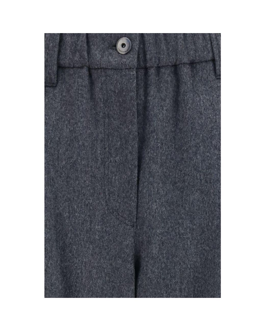 Brunello Cucinelli Blue Gray Wool Oves Aries Casual Pants