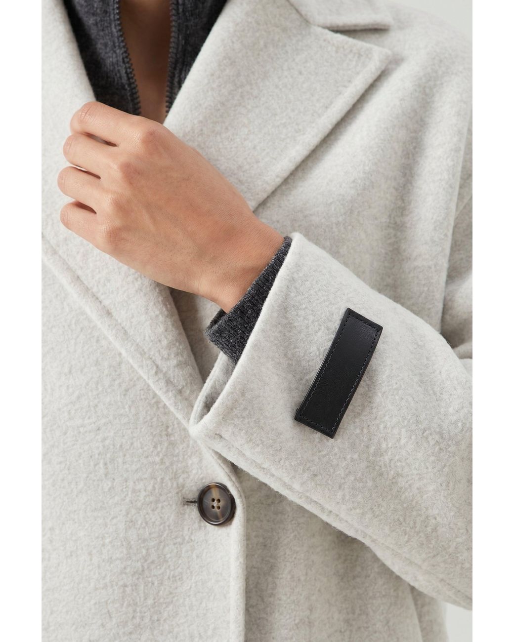 Brunello Cucinelli Natural Marble Double-Breasted Wool Coat