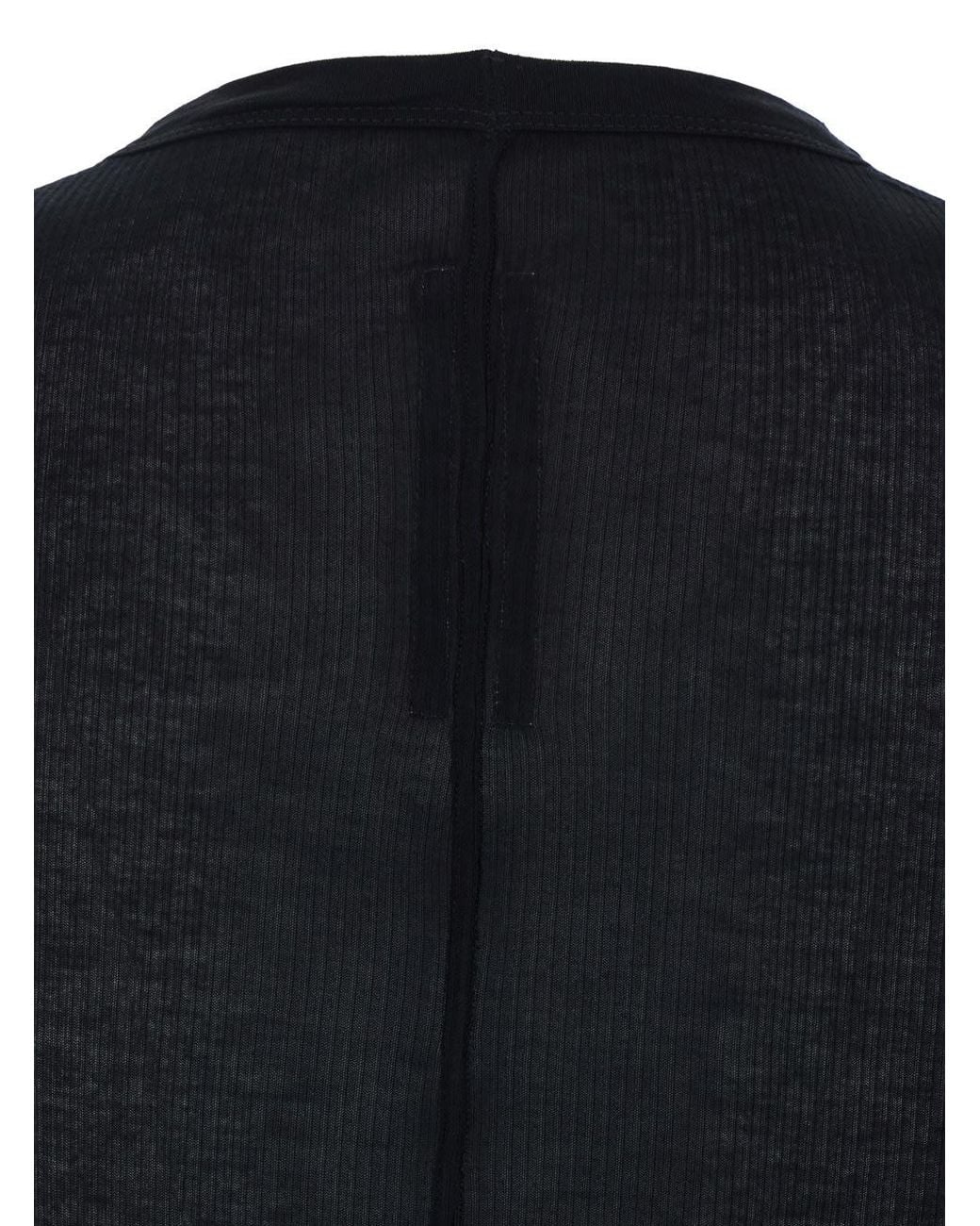 Rick Owens Black T-Shirt With Ribbed Design And Round Neck for men