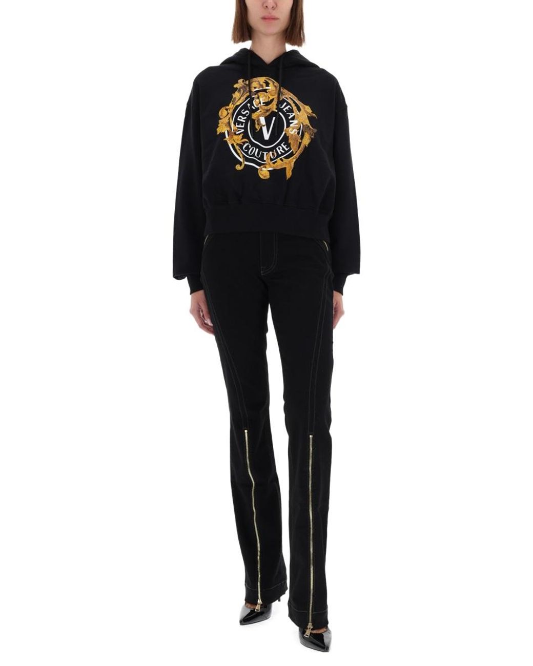 Versace Jeans Couture Black Versace Jeans Couture V-Emblem Baroque Sweatshirt