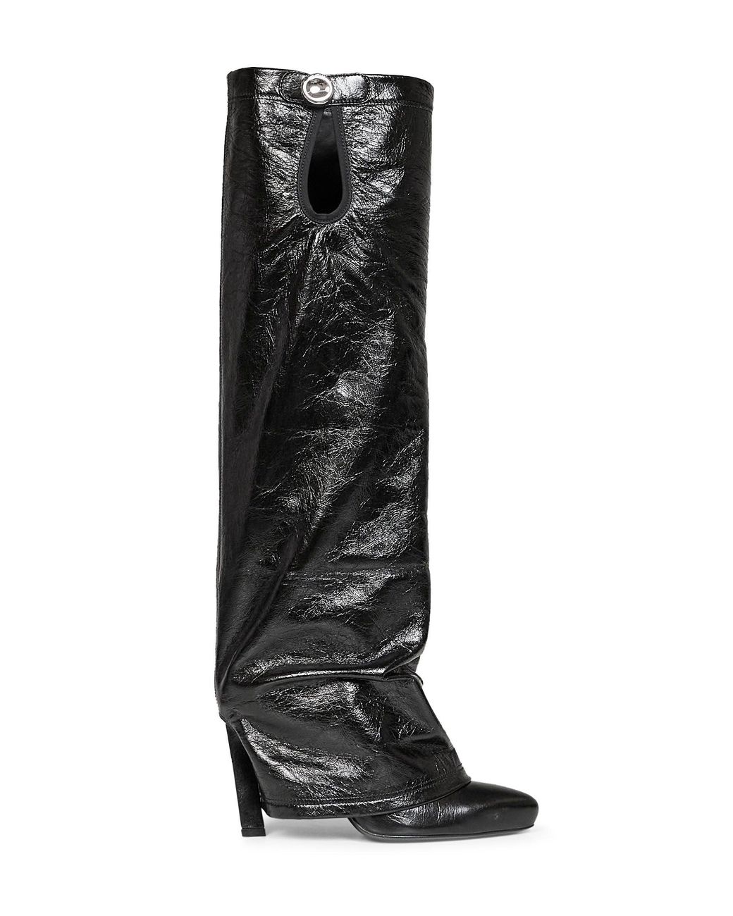 The Attico Black Crackled Leather "Leon" High Boots