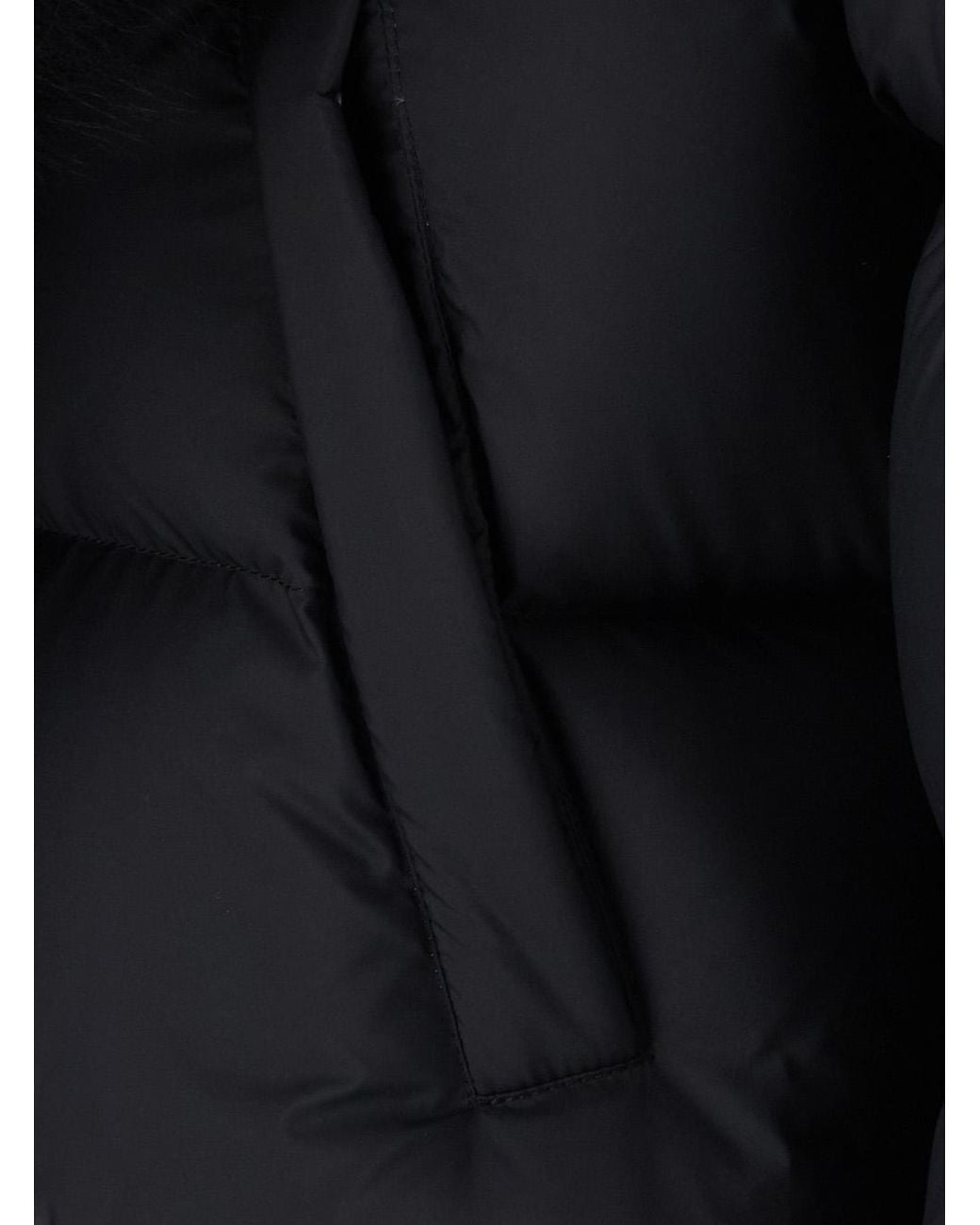 Gucci Black Down Jacket With Fur Detail Leather Puffer