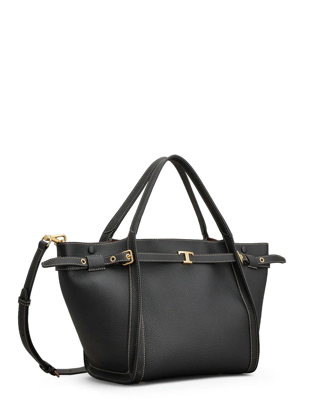 Tod's Black Hammered Laeather Tote Bag