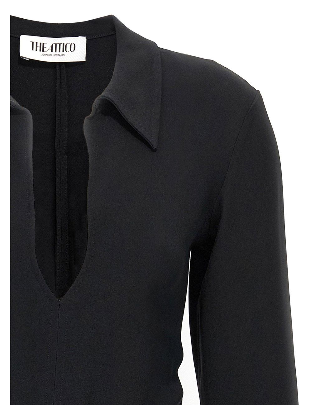 The Attico Black Polo Collar Mini Dress