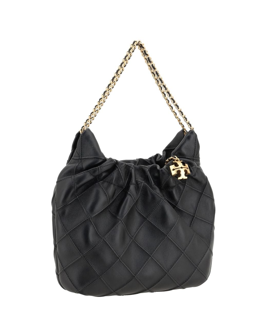 Tory Burch Black Fleming Mini Hobo Shoulder Bag Lamb Ovis Aries