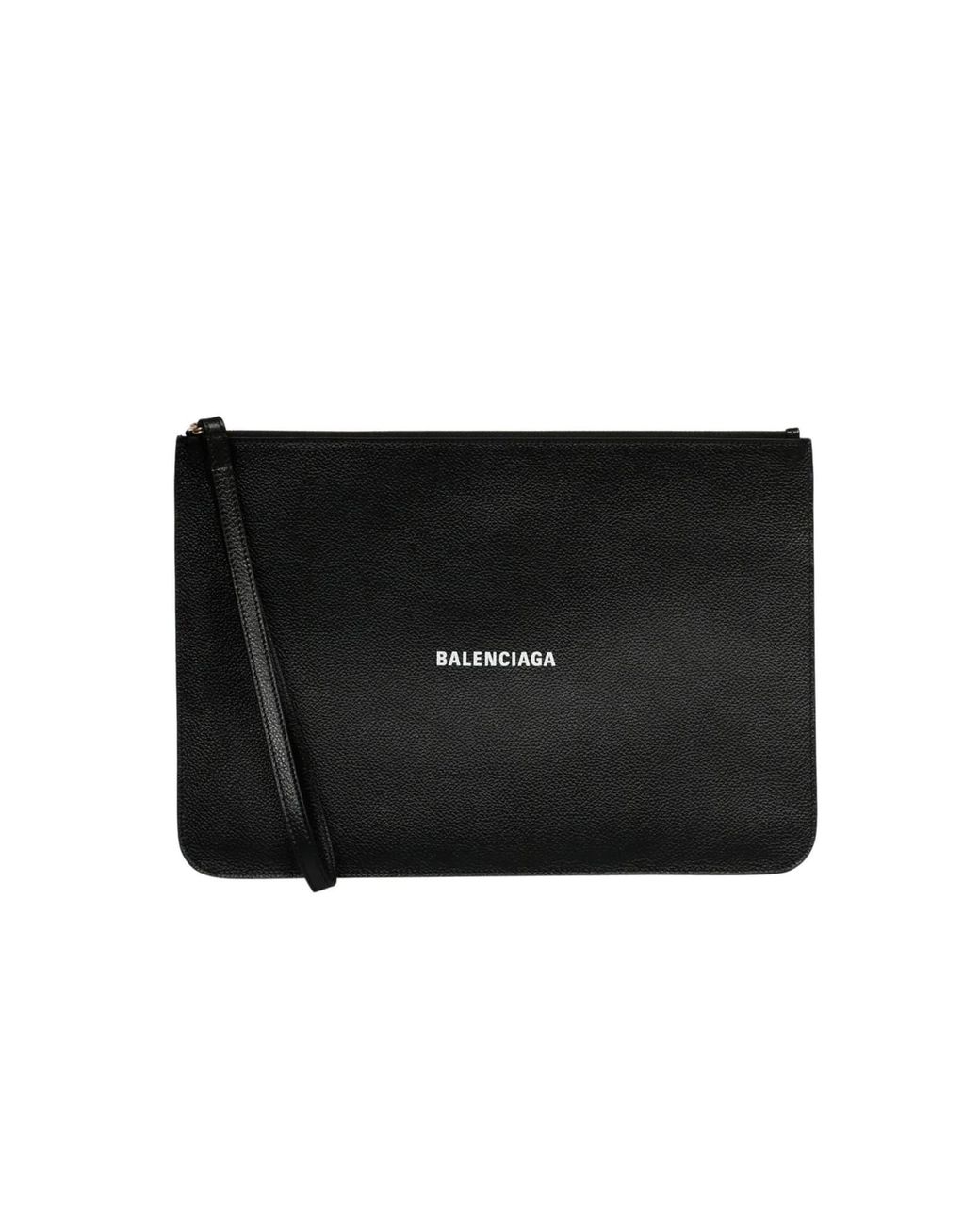 Balenciaga Logo Leather Pouch in Black - Save 7% | Lyst