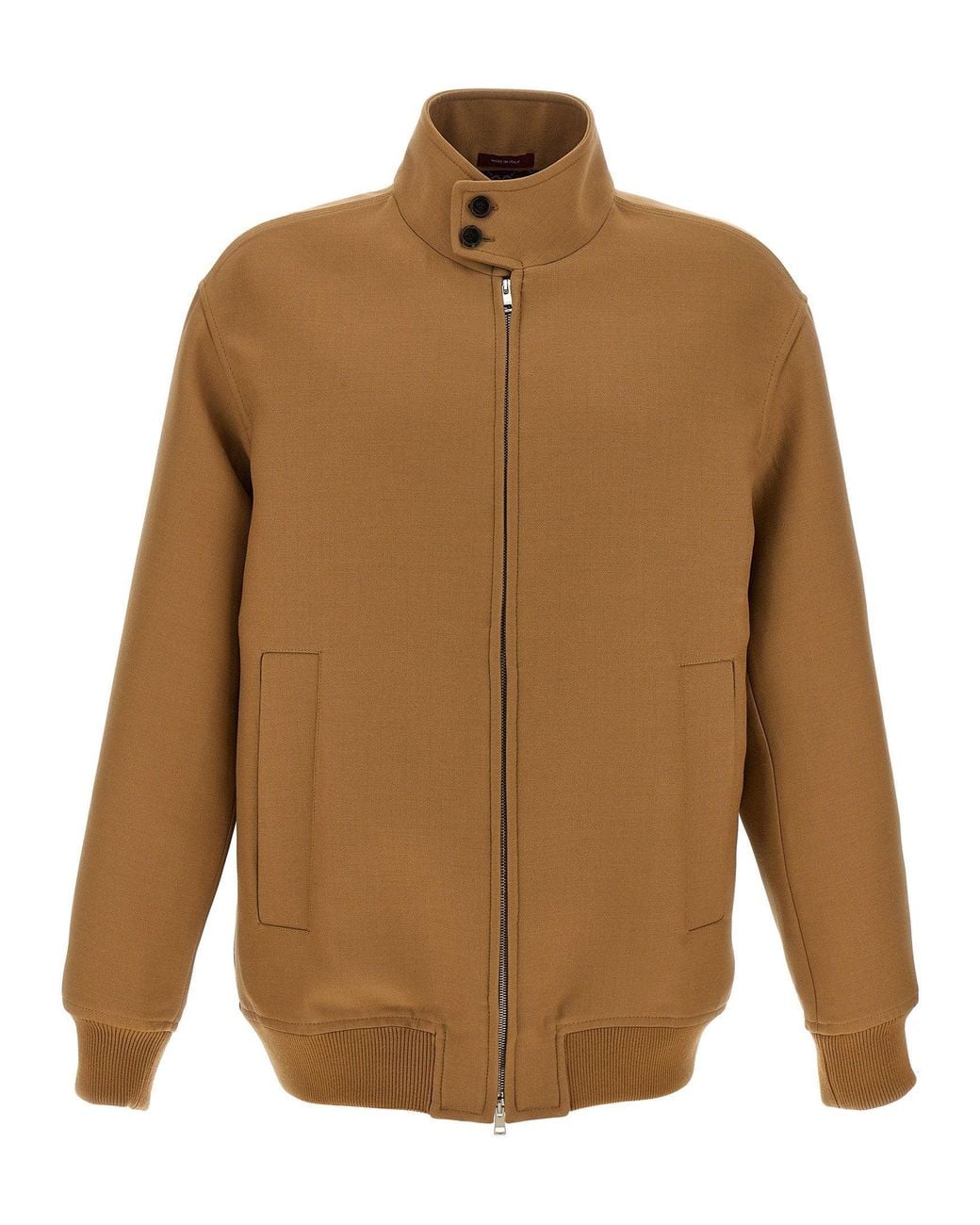Gucci Brown Wool Blend With Ribbed Knit Jacket