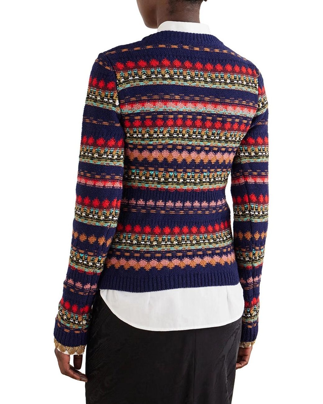 Dries Van Noten Blue Jacquard Sweater