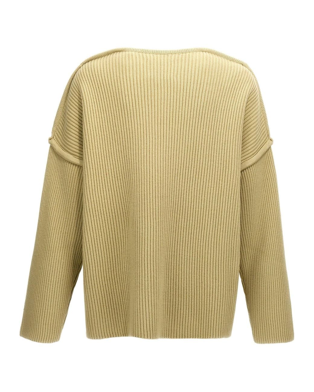 Jil Sander Natural Ribbed Wool Sweater