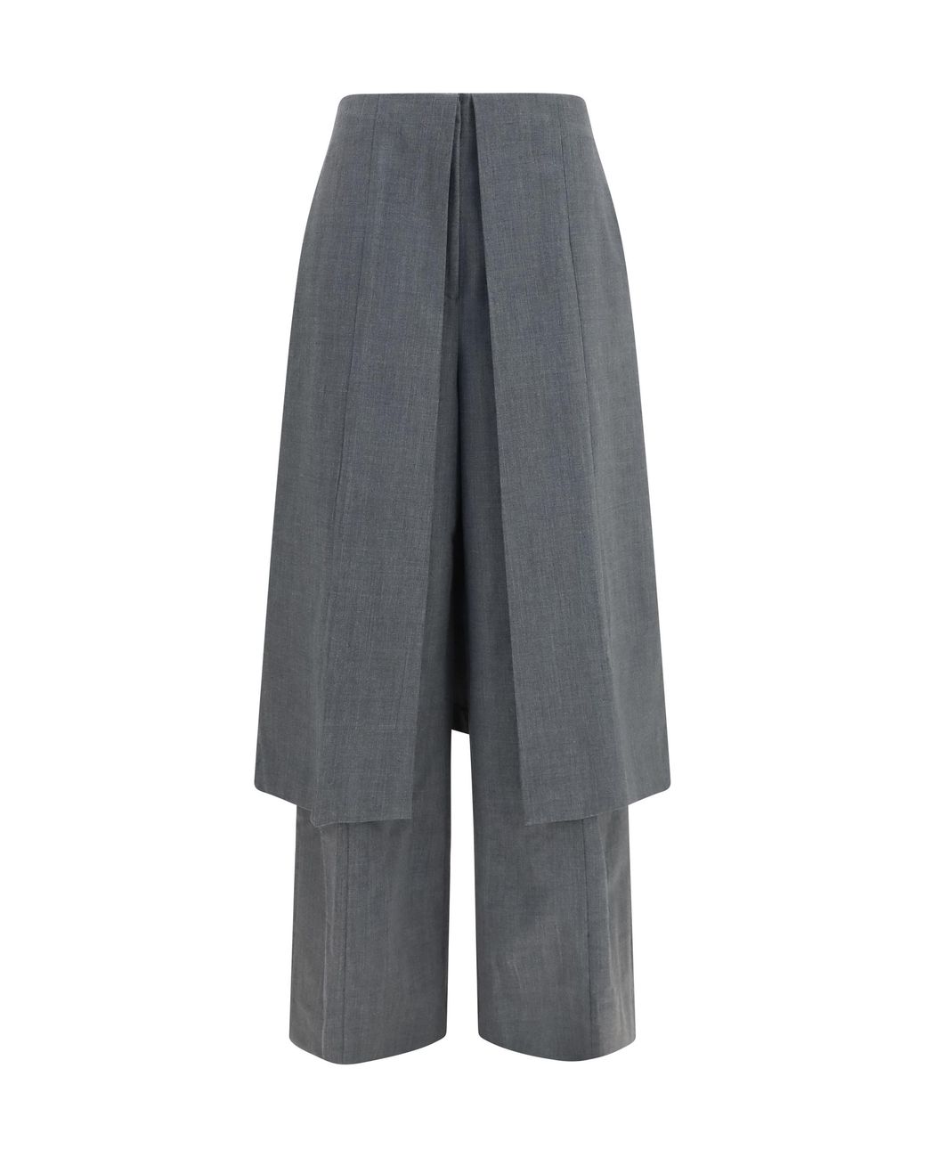 Thelatest Gray Tailored Pants With Draped Skirt Panel, Polyester Trousers