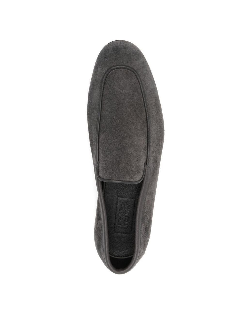 John Lobb Gray Tyne Suede Leather Loafers for men