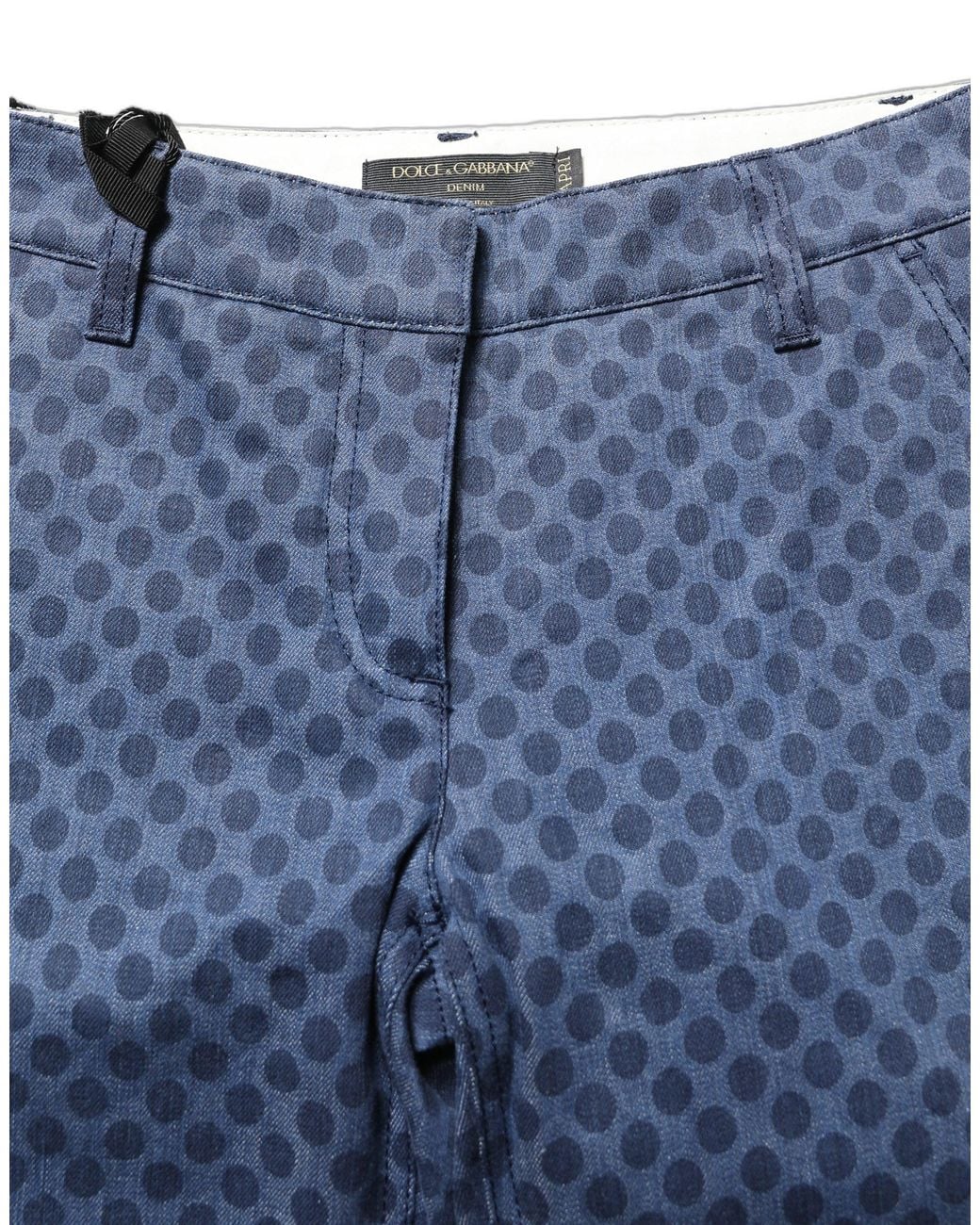 Dolce & Gabbana Blue Polka Dotted Slim Fit Capri Denim Jeans Cotton Elastane Clothing