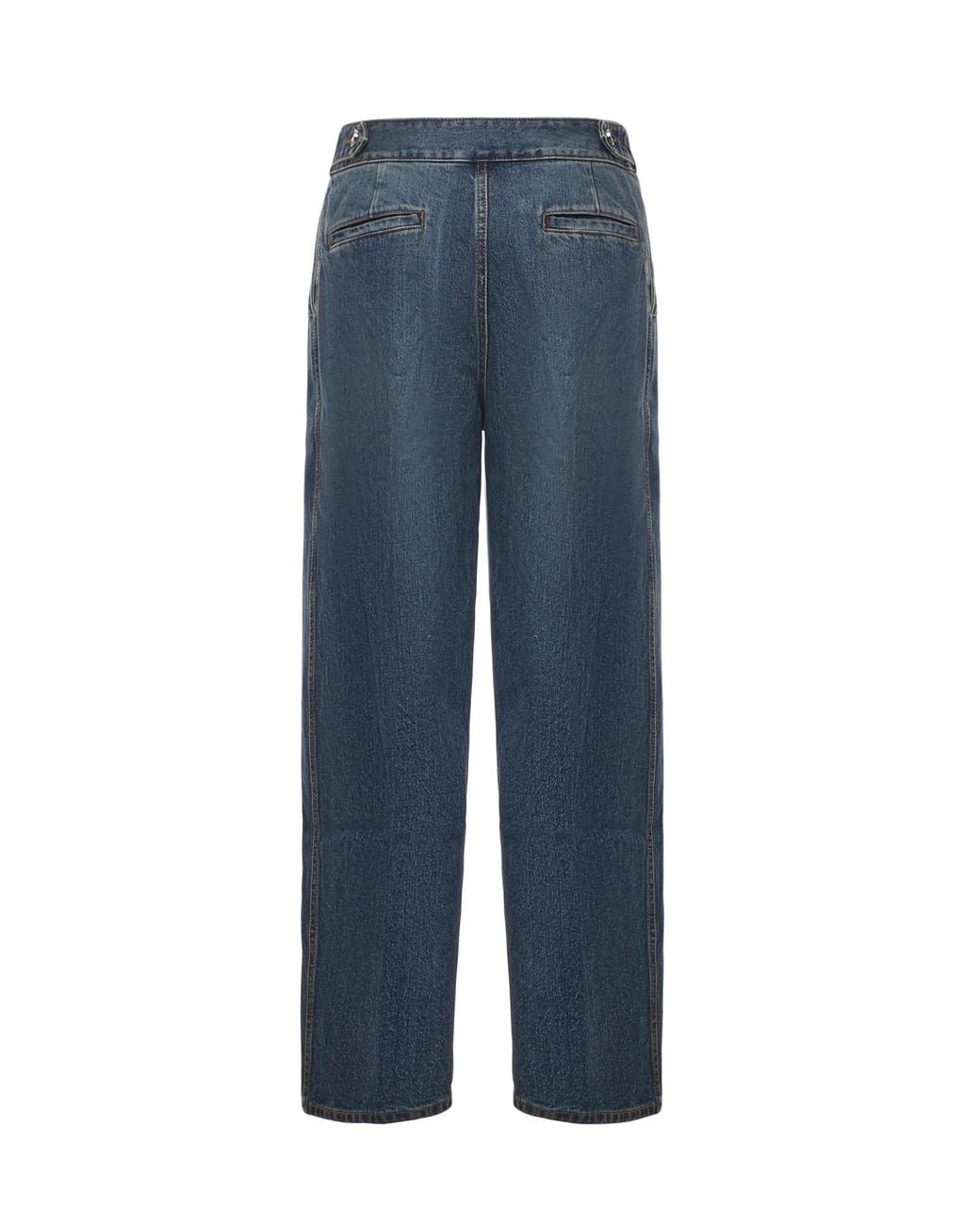 Alaïa Blue Denim Pleated Jeans