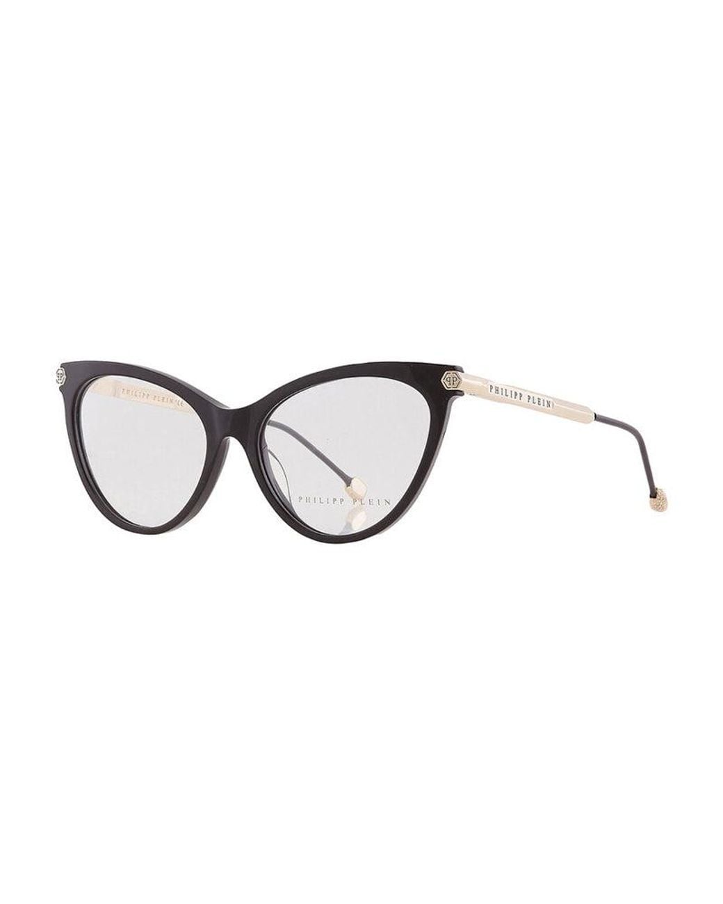 Philipp Plein Metallic Eyeglasses Cat Eye Full Rim, Shiny Frame And Clear Demo Lenses Lens Vpp037S0700 Sunglasses