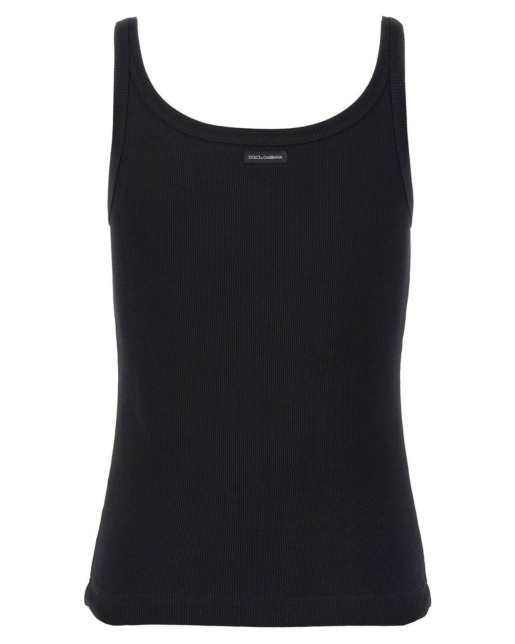 Dolce & Gabbana Black Dolce & Gabbana Ribbed Cotton Tank Top