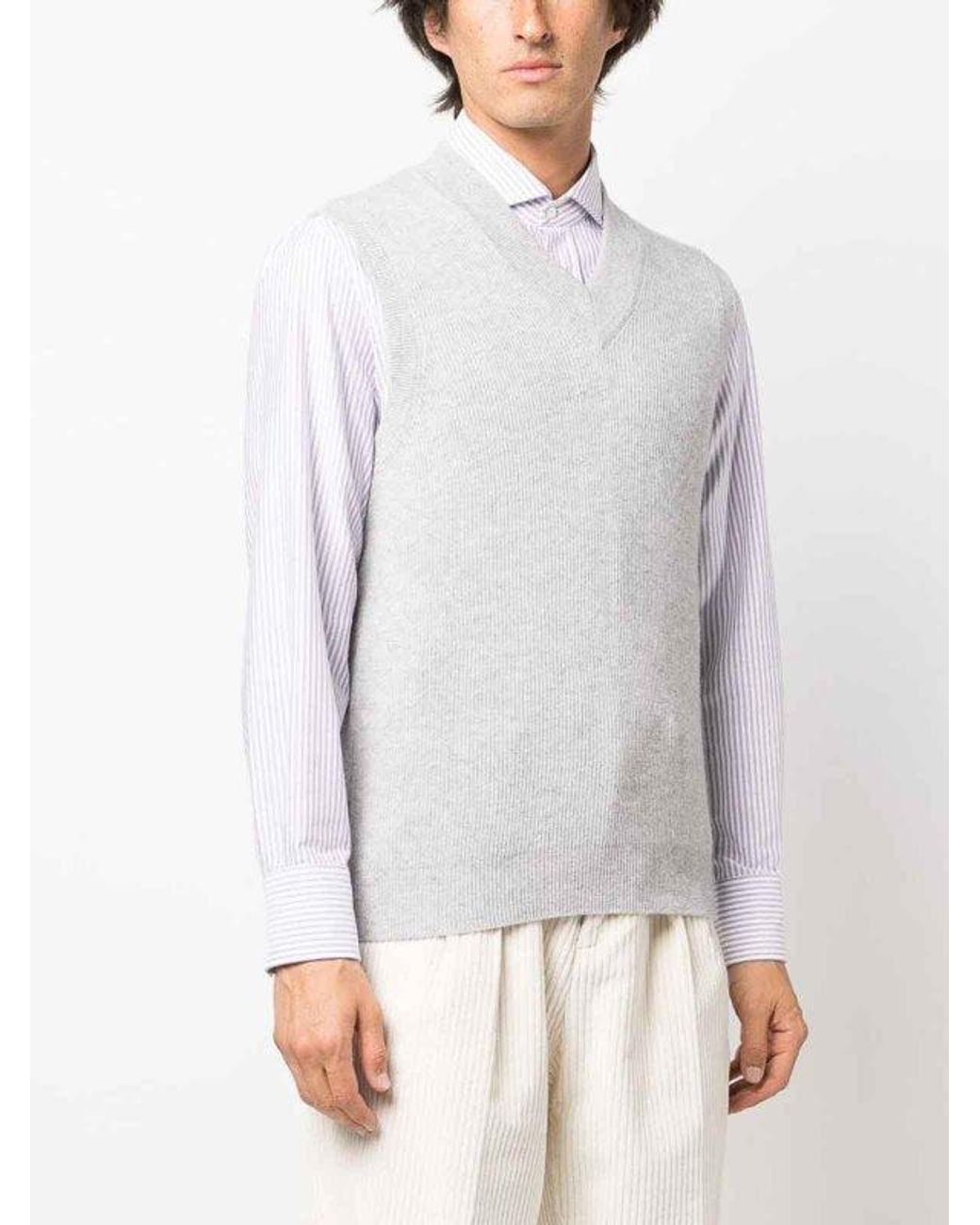 Brunello Cucinelli Gray Natural Cashmere Sweater for men