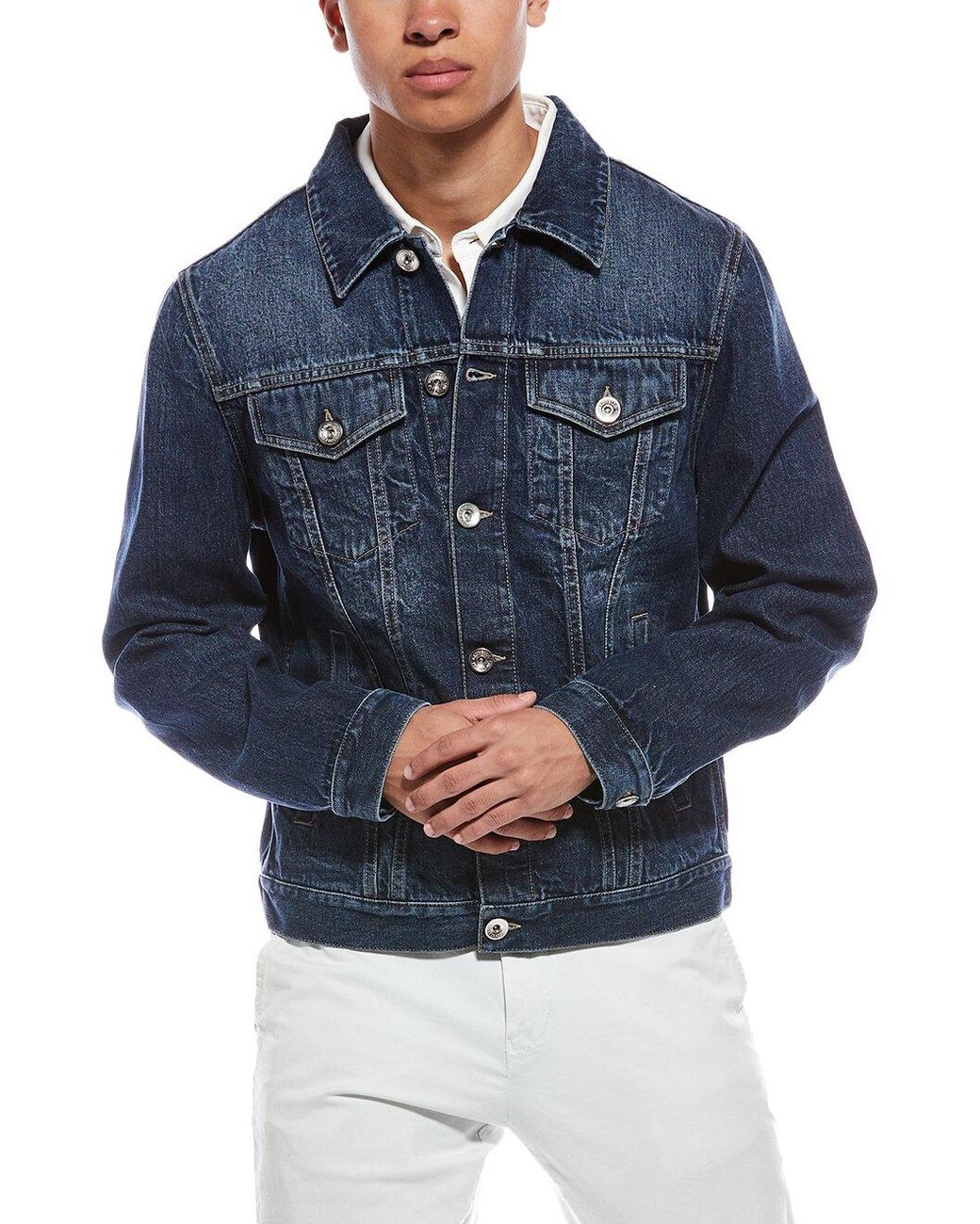 Brunello Cucinelli Blue Dark Denim Jacket for men