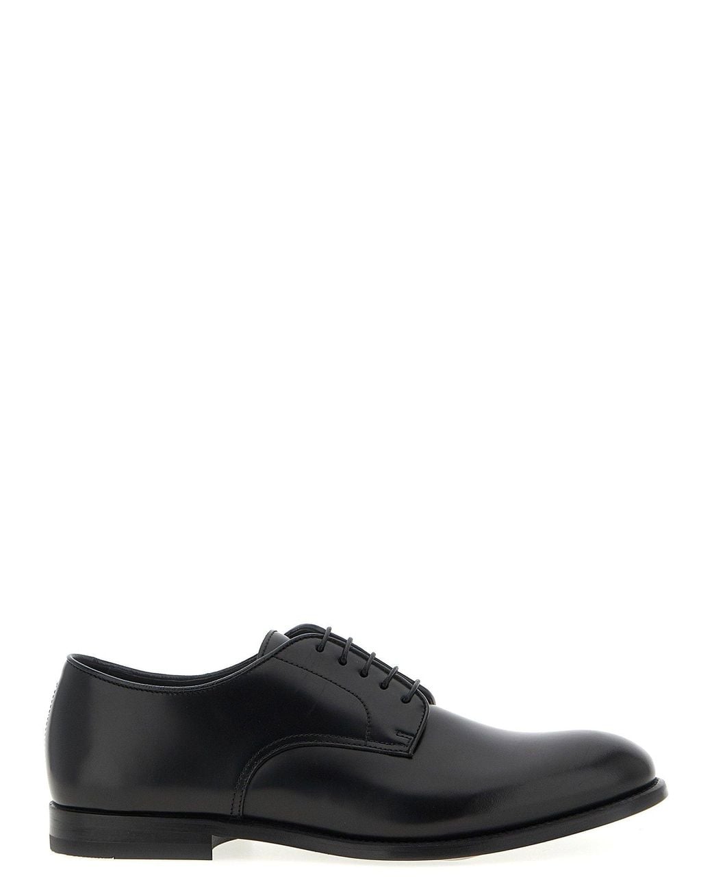 Doucal's Black Brushed Calf Leather Oxford for men
