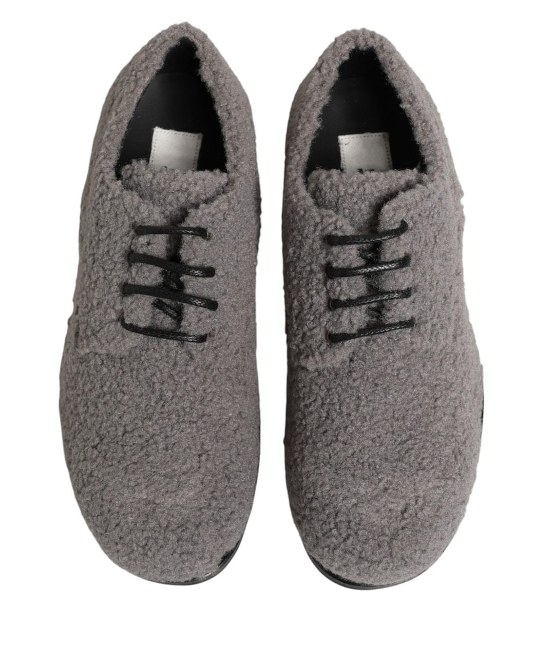 Dolce & Gabbana Gray Fleece Lace Up Men Derby Dress Shoes for men