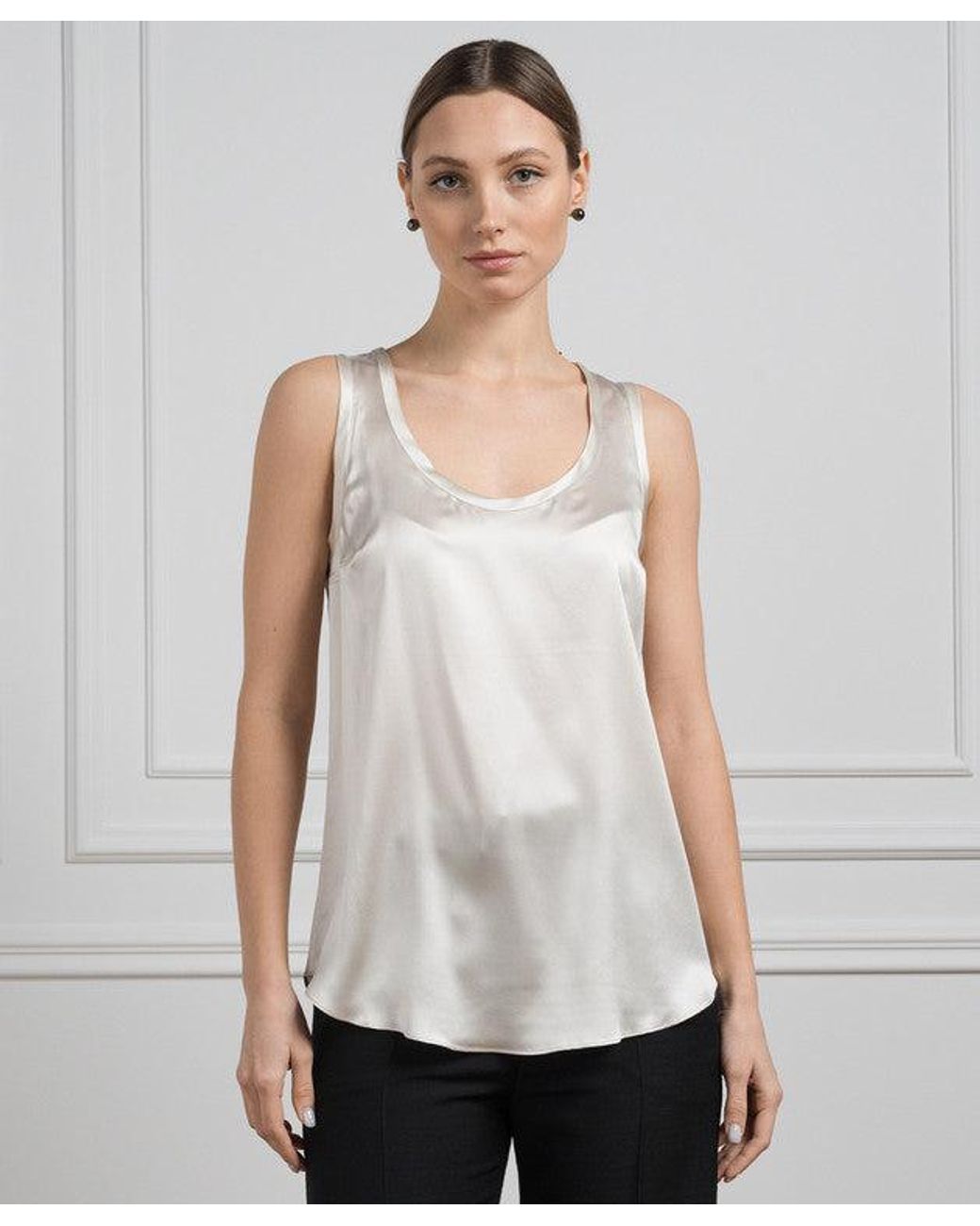 Brunello Cucinelli Gray Light Silk Sleeveless Shirt