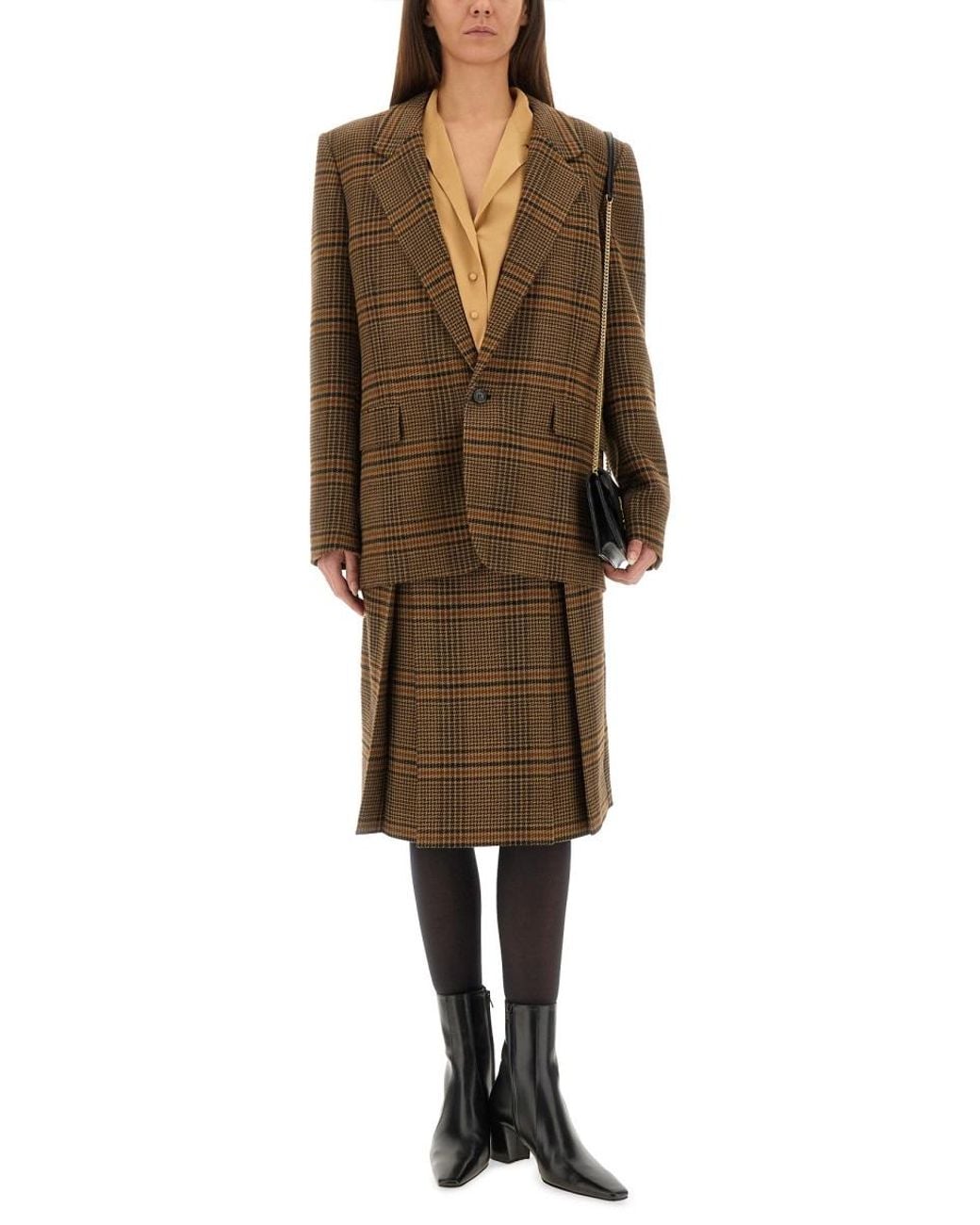 Saint Laurent Natural Wool And Cashmere Midi Skirt