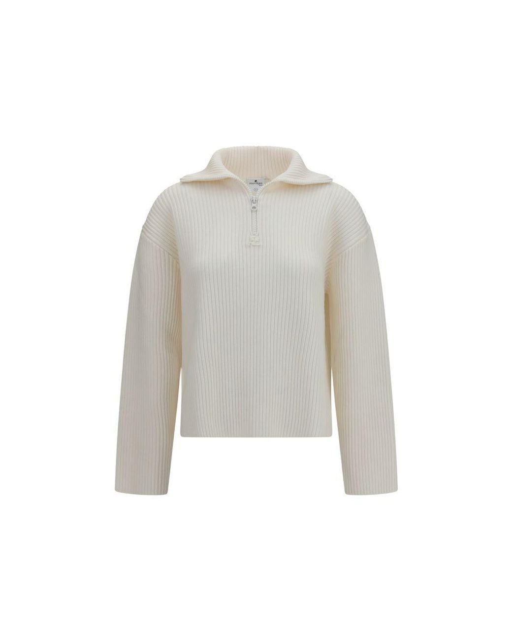 Courreges Gray White Wool Oves Aries Sweatshirt