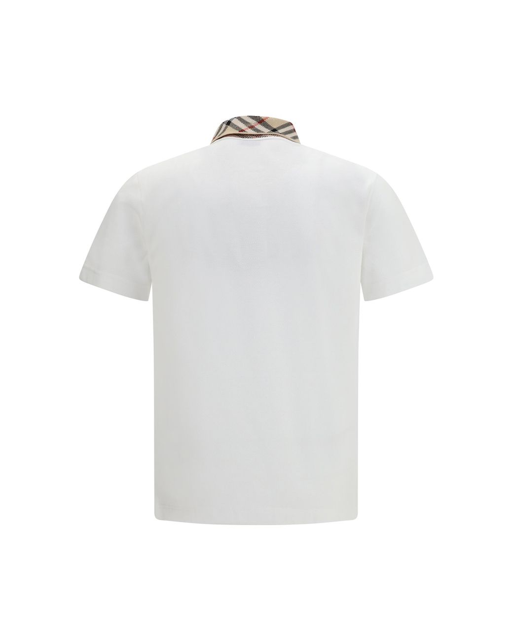 Burberry White Cotton Check Collar Polo for men