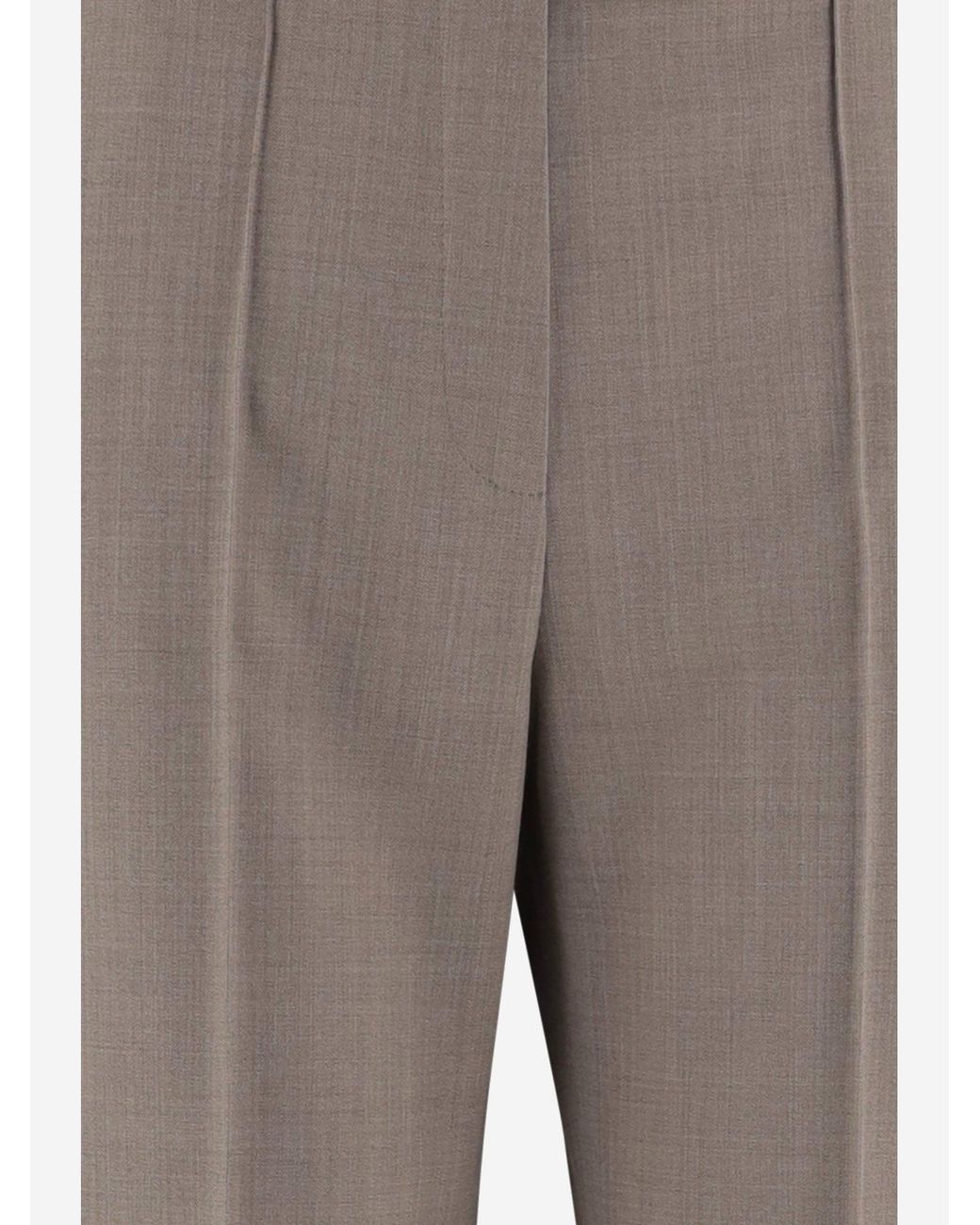 Ql2 Gray Trousers Wide-Leg Wool-Blend
