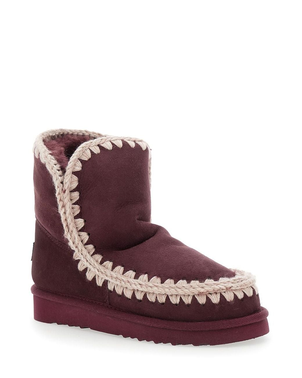 Mou Purple Eskimo Ankle Boots With Crochet Details And Logo Patch On The Rear