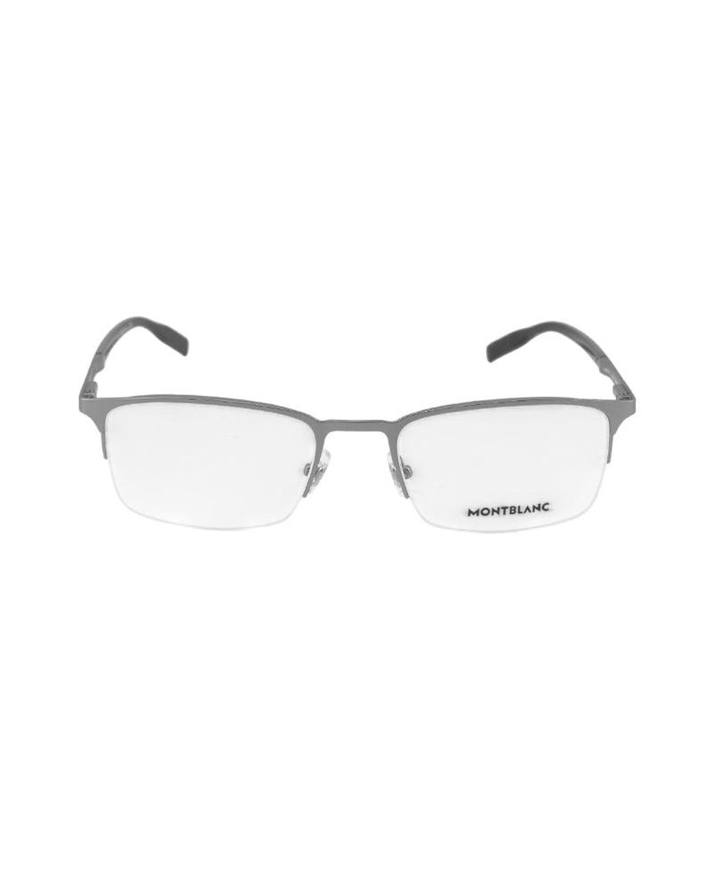 Montblanc Metallic Eyeglasses Rectangle Semi Rim, Frame And Clear Demo Lens Mb0117O002 Sunglasses for men