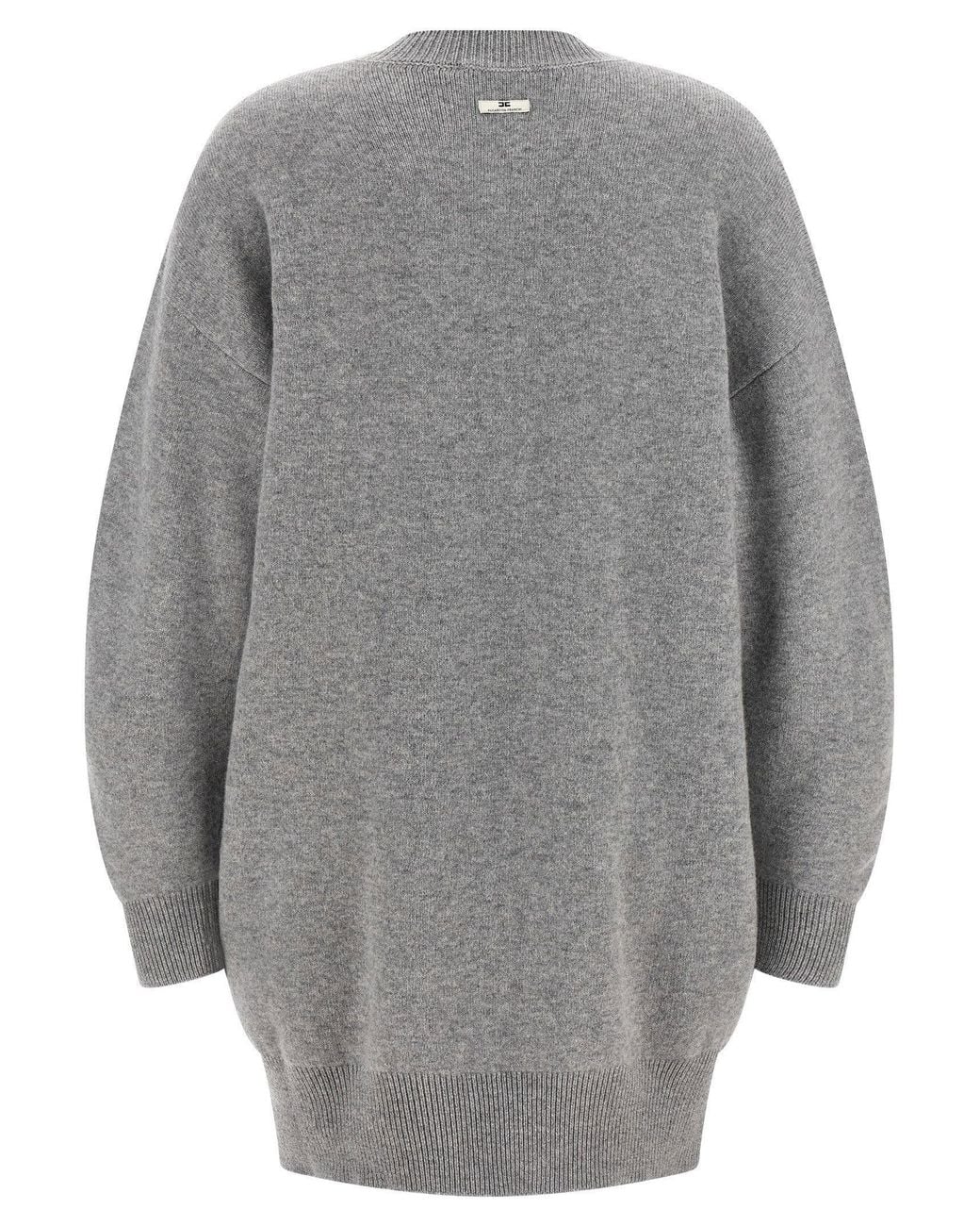 Elisabetta Franchi Gray Wool Cashmere Knit Dress