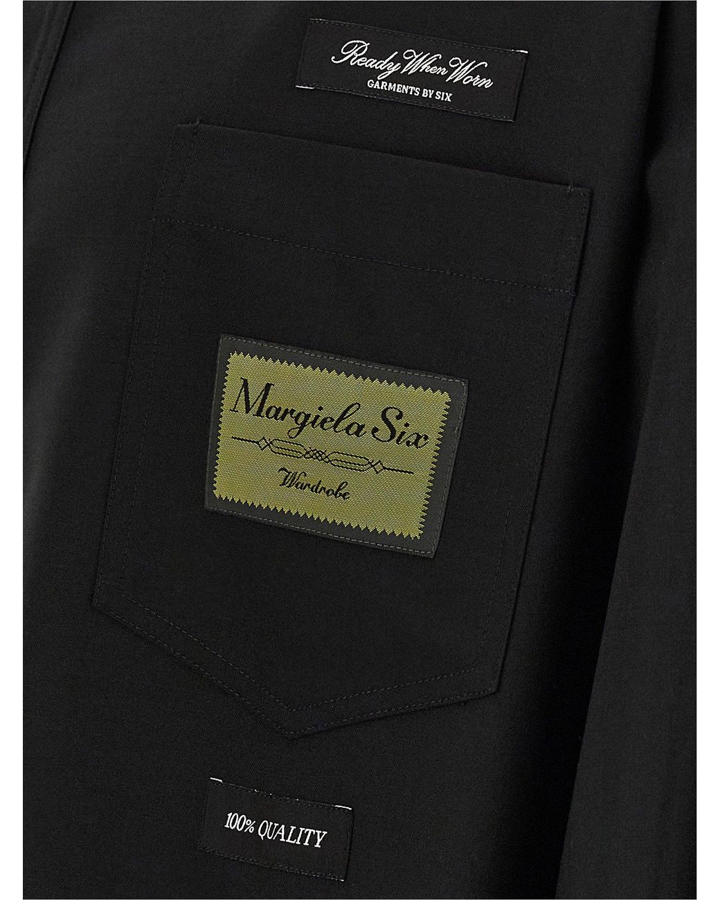 MM6 by Maison Margiela Black Wool-Blend With Jacquard Labels Shirt