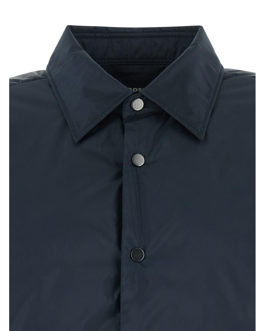 Boss Blue Jacket With Classic Collar And Button Closure On The Front for men