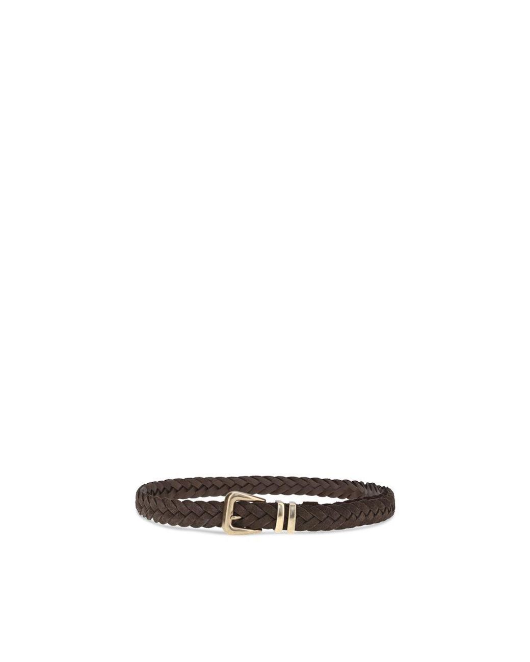 Brunello Cucinelli Brown Leather Woven Belt for men