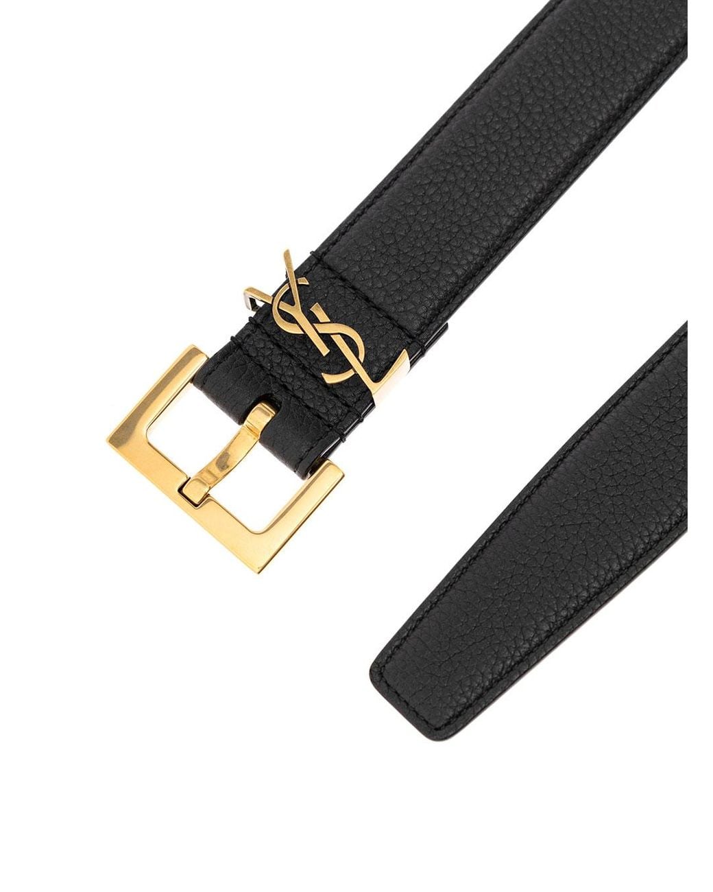 Saint Laurent Black Leather Belt, With Buckle Calf for men