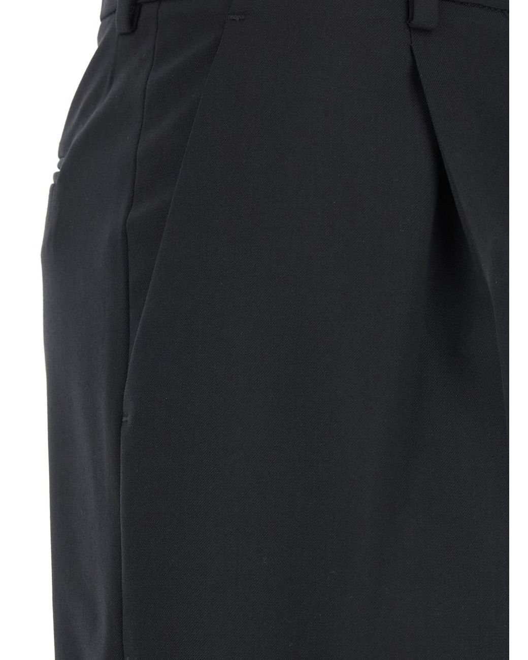 PT Torino Blue High-Waisted Wool Trousers, Blend